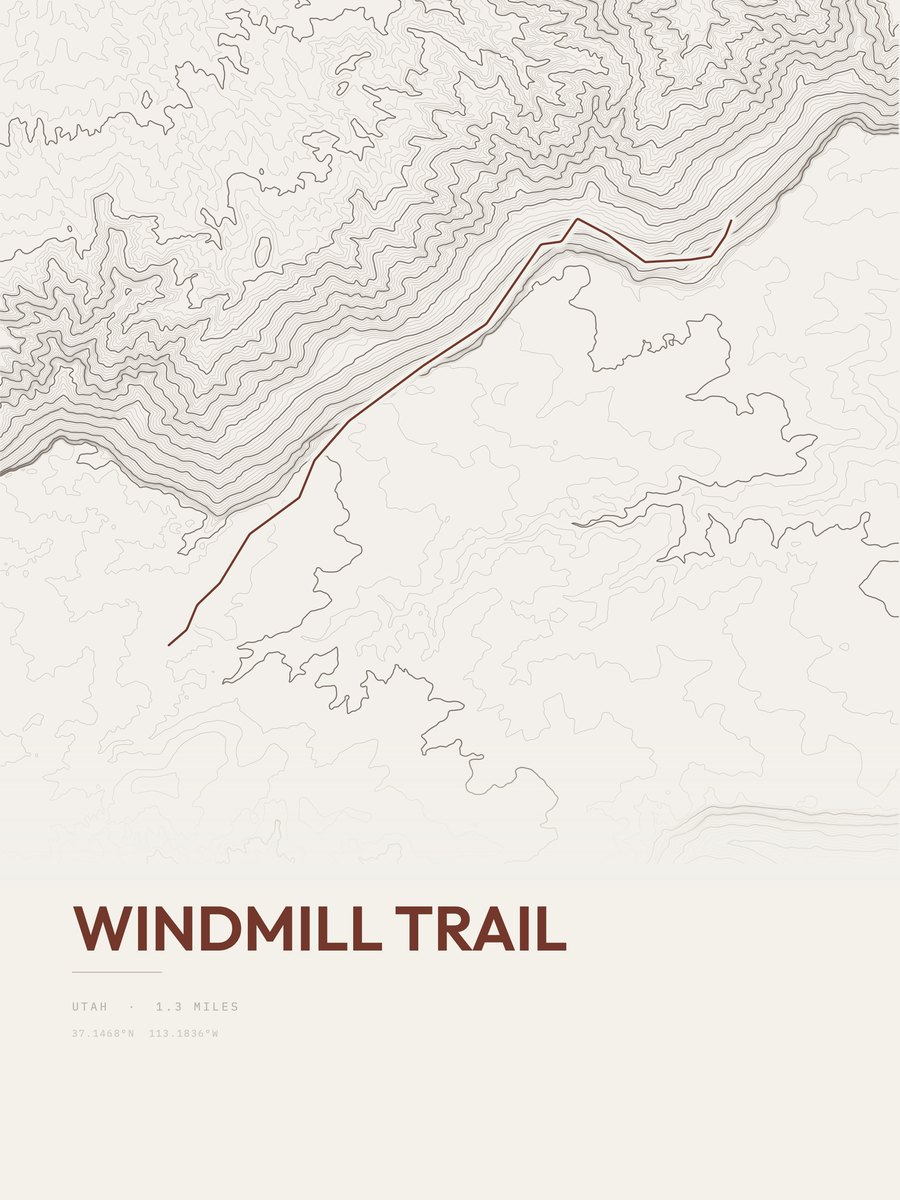 Windmill Trail Topographic print