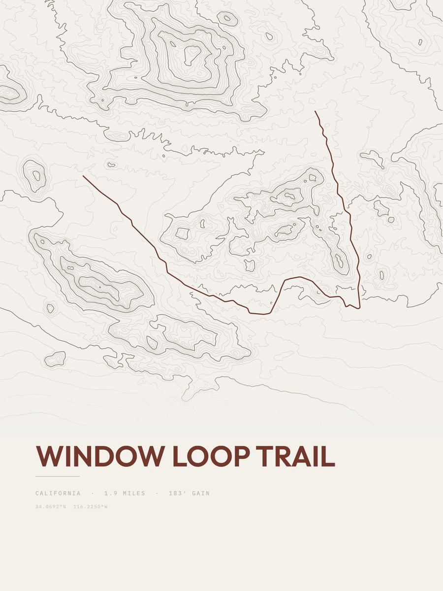 Window Loop Trail topographic trail print