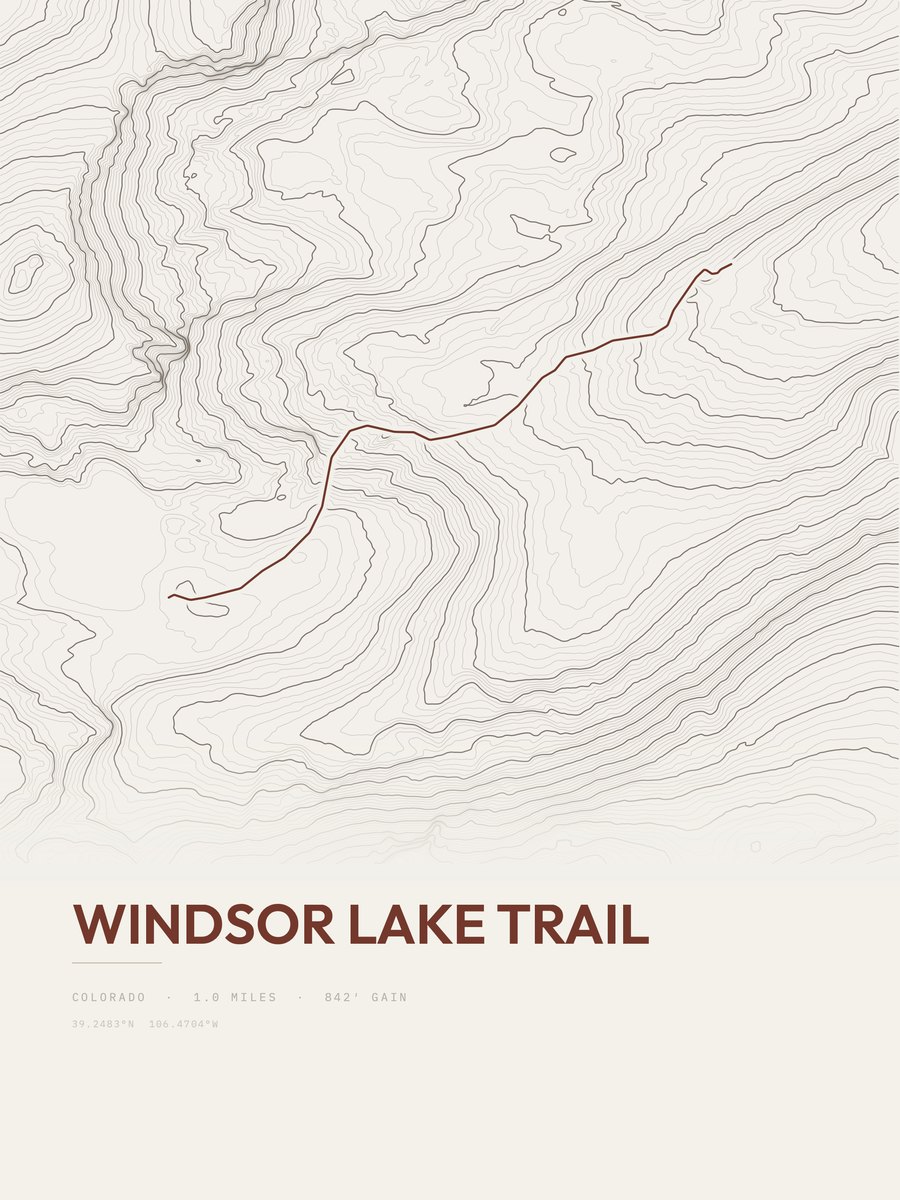 Windsor Lake Trail Topographic print