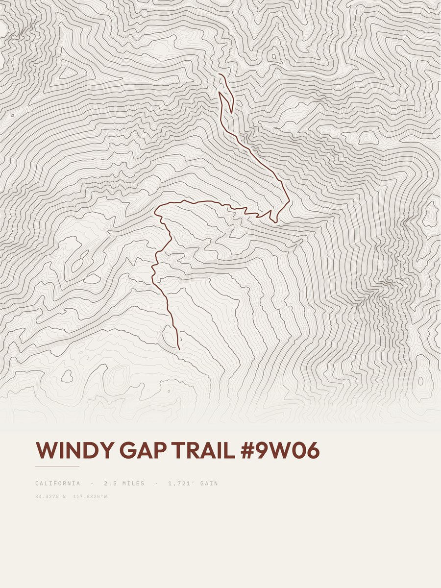 Windy Gap Trail topographic trail print