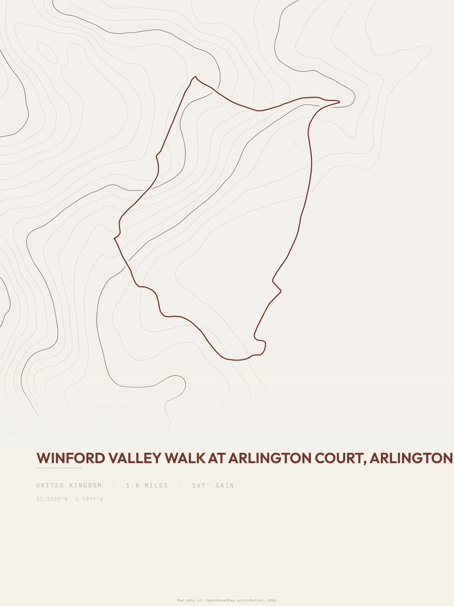 Winford Valley walk topographic trail print