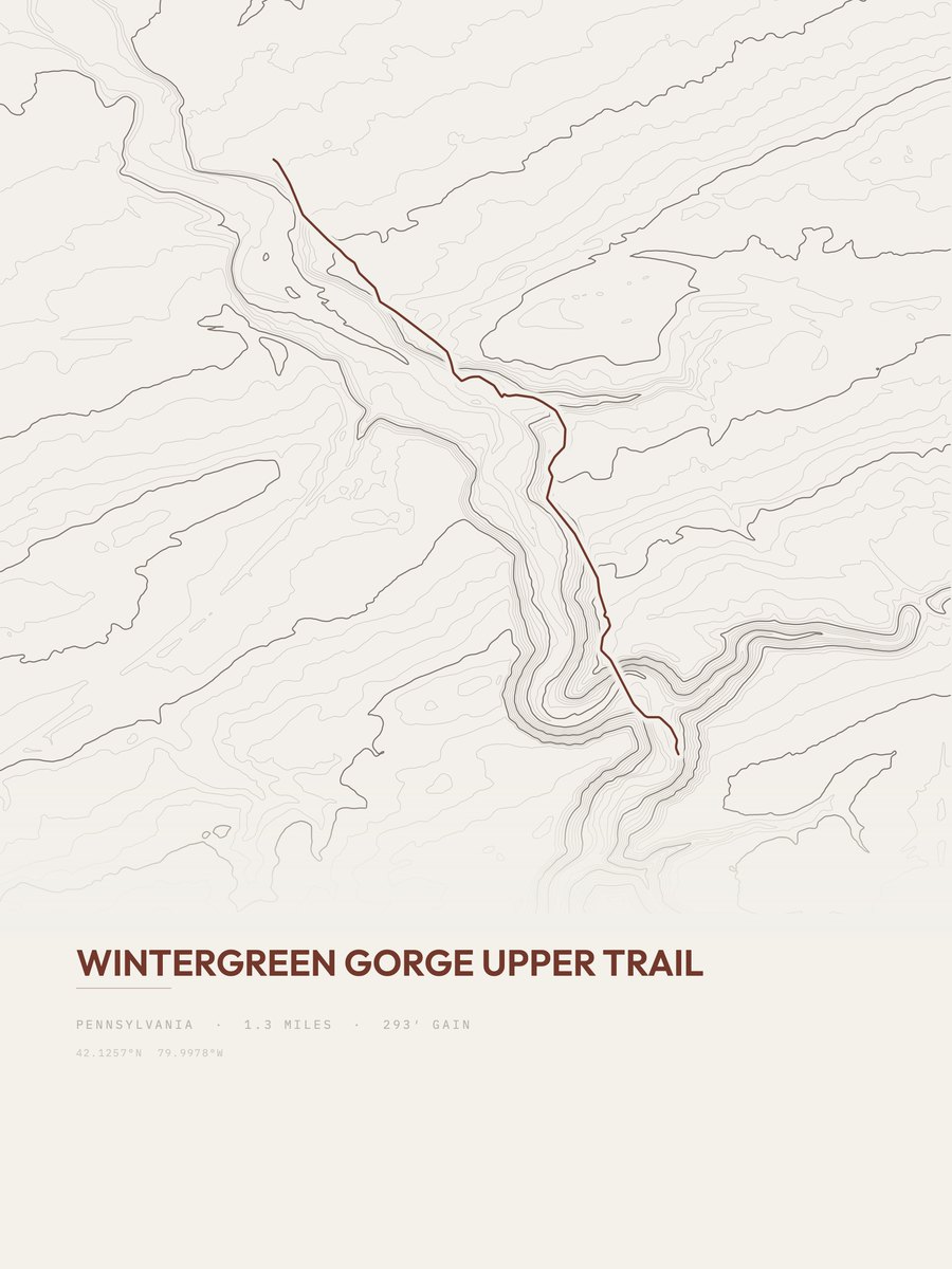 Wintergreen Gorge Upper Trail topographic trail print