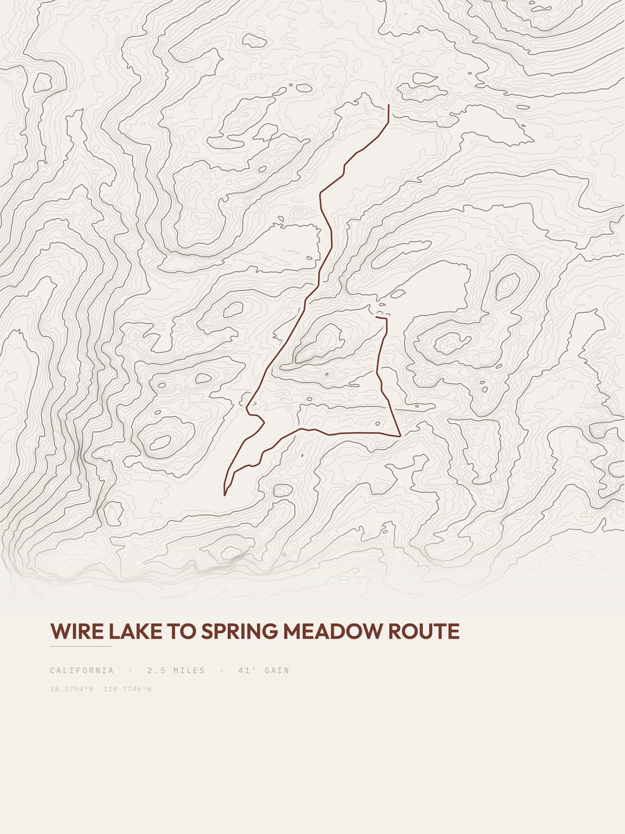 Wire Lake to Spring Meadow Route Topographic print