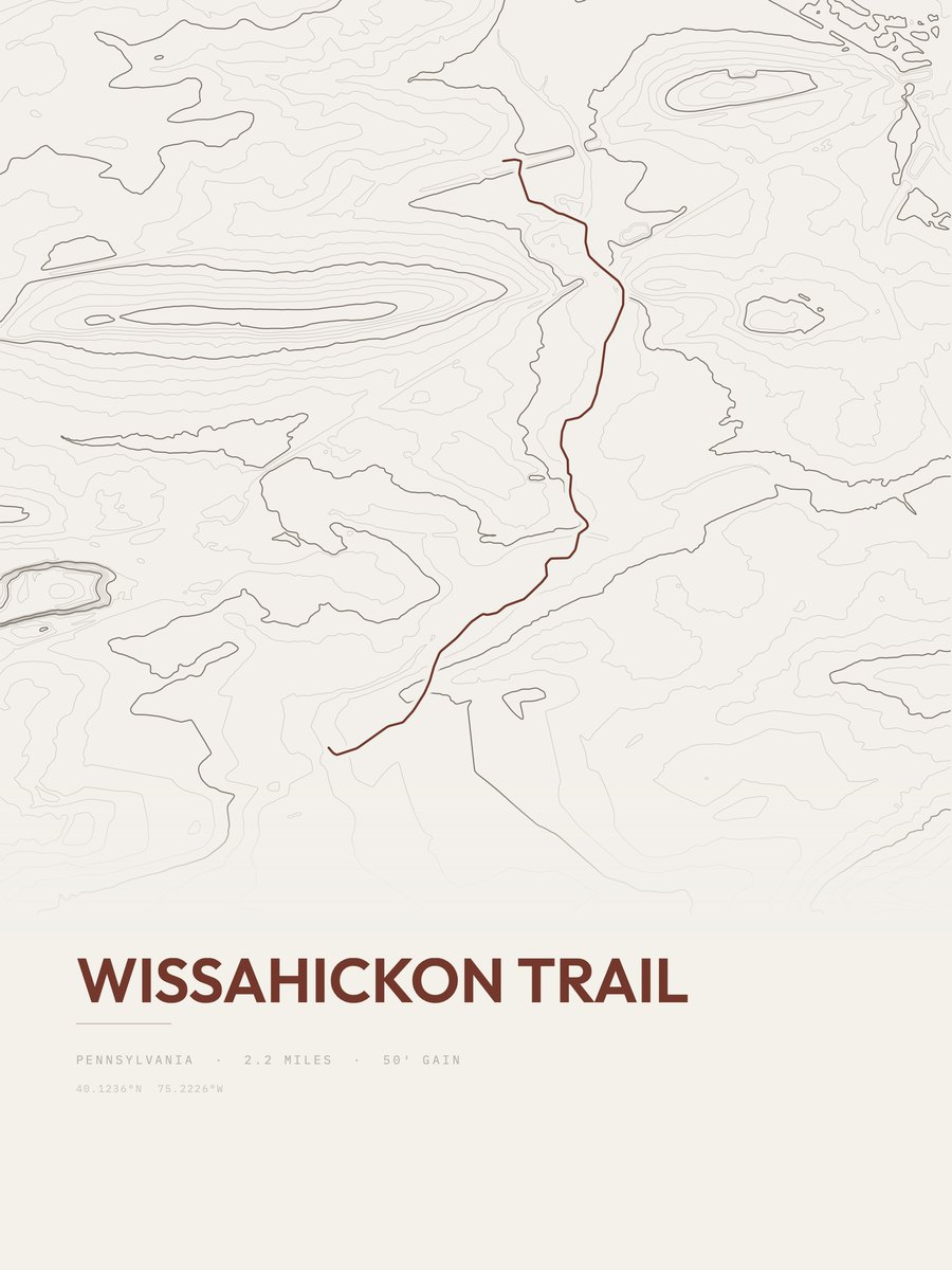 Wissahickon Trail topographic trail print