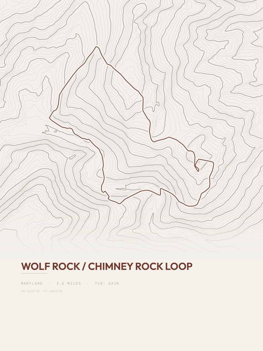 Wolf Rock / Chimney Rock Loop Topographic print