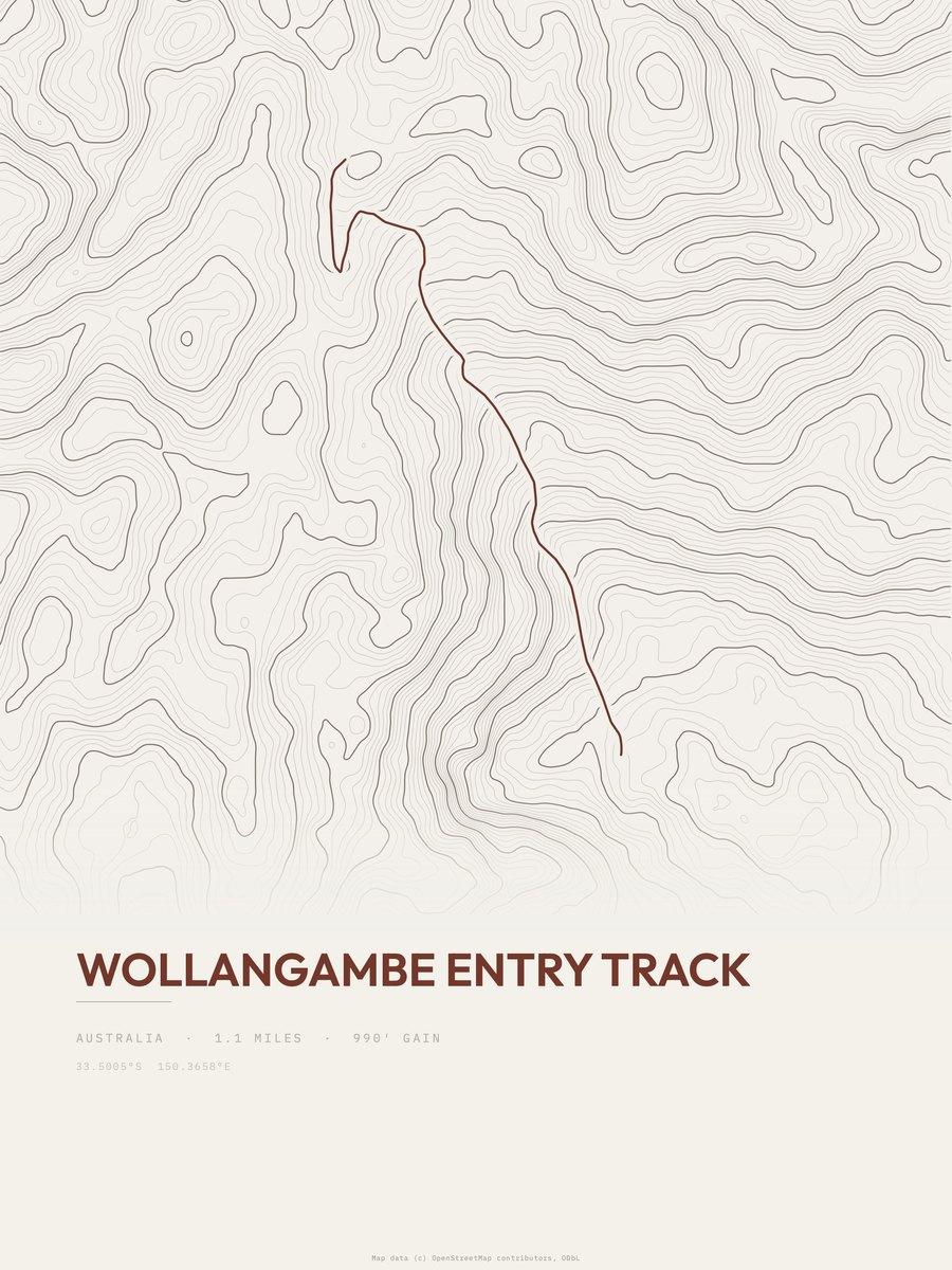 Wollangambe Entry Track topographic trail print