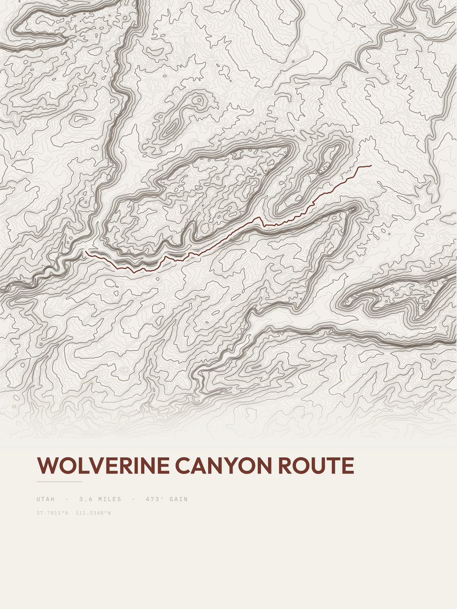 Wolverine Canyon Route topographic trail print
