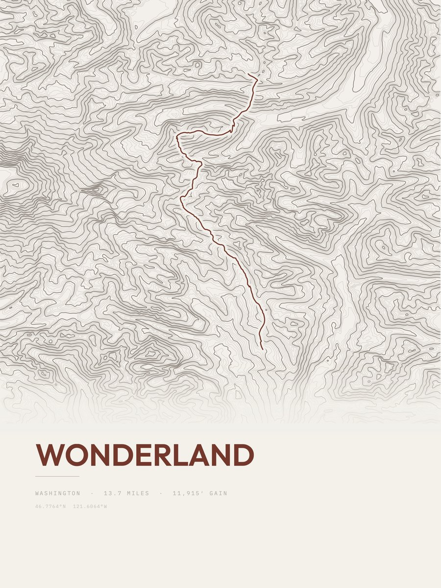 Wonderland topographic trail print