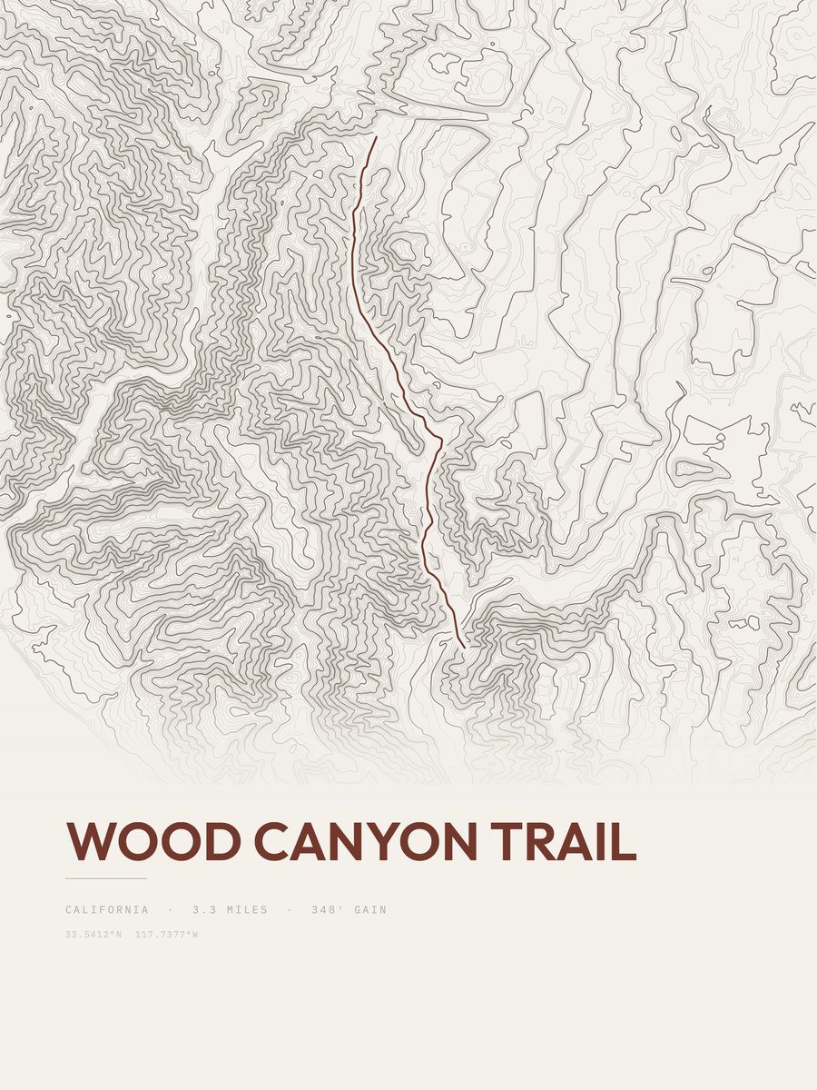 Wood Canyon Trail Topographic print