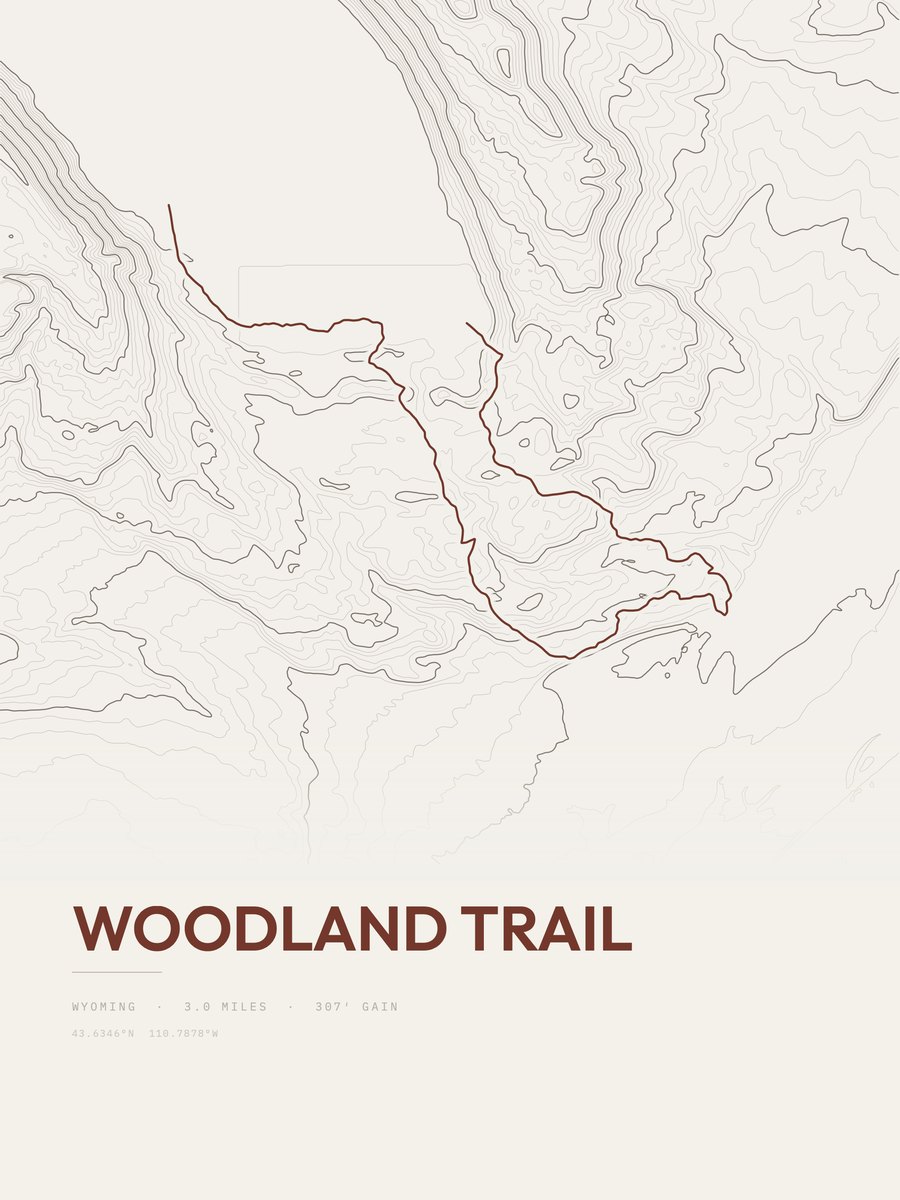 Woodland Trail Topographic print
