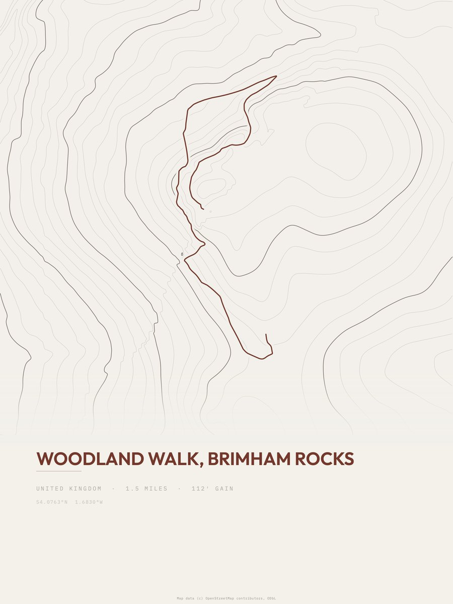 Woodland Walk topographic trail print