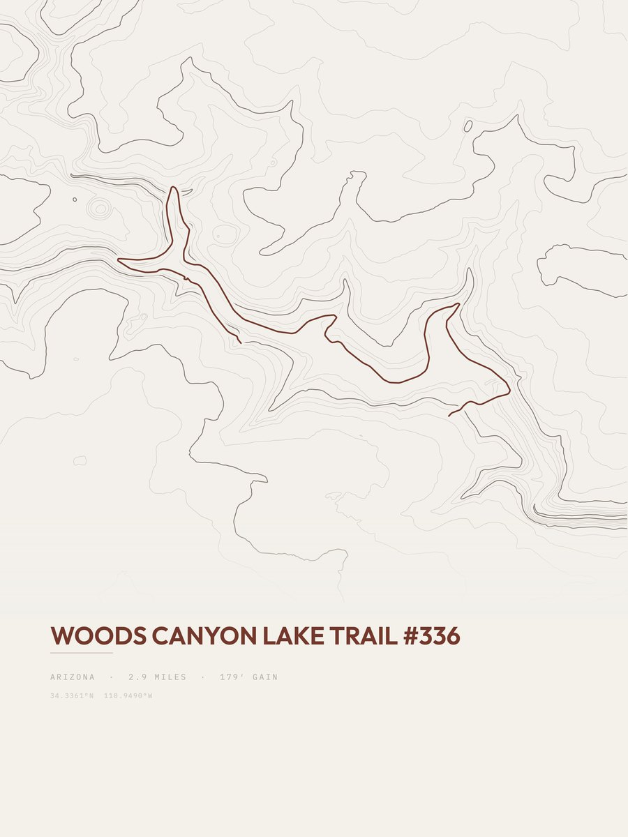 Woods Canyon Lake Trail Topographic print