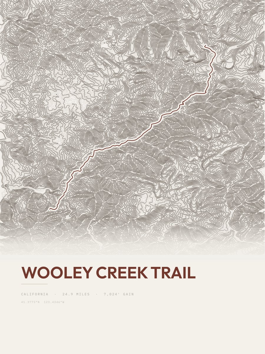 Wooley Creek Trail topographic trail print