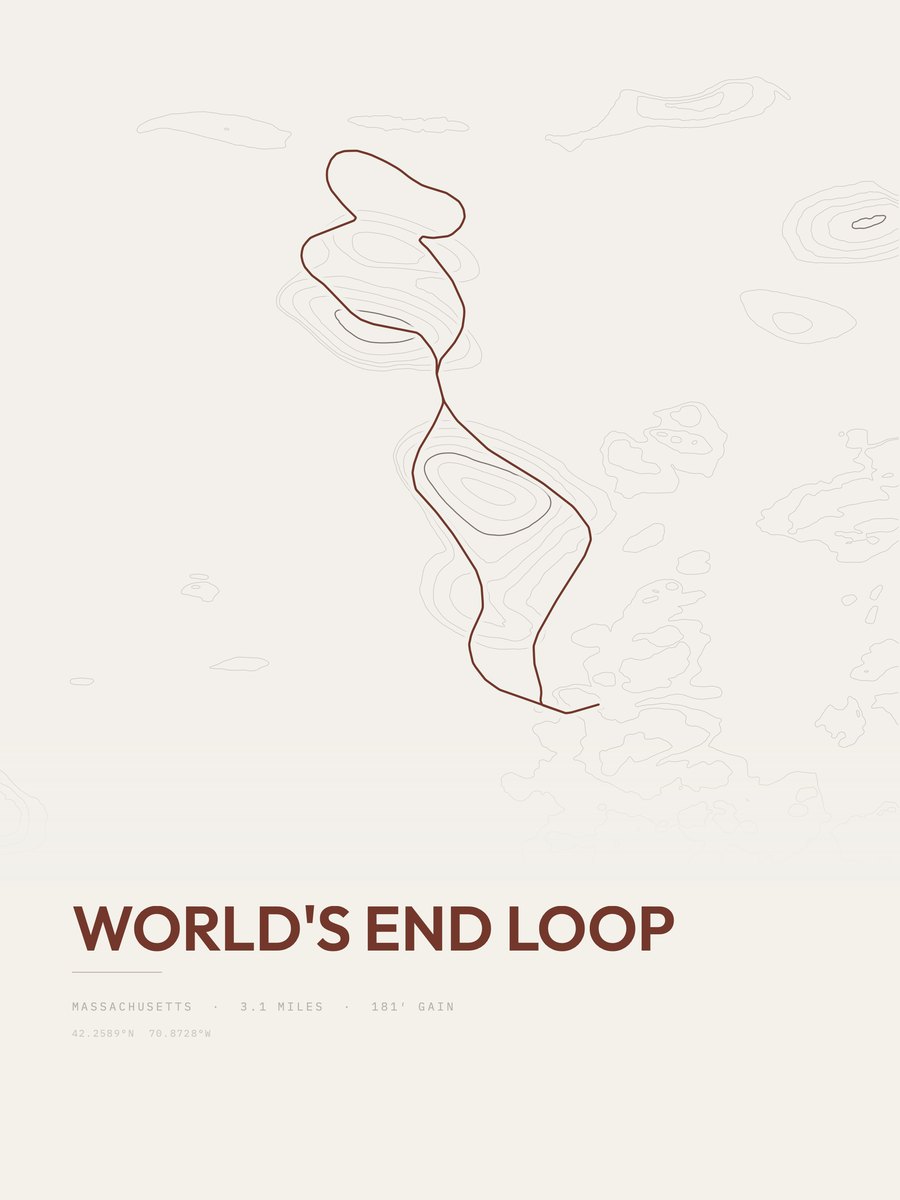 World's End Loop topographic trail print
