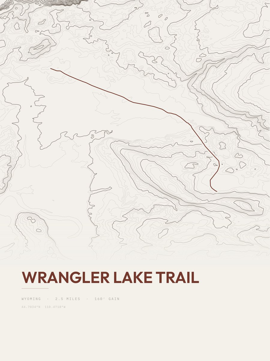 Wrangler Lake Trail topographic trail print
