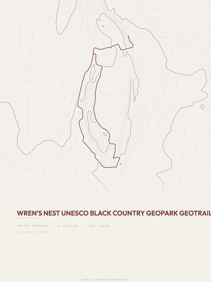 Wren's Nest topographic trail print