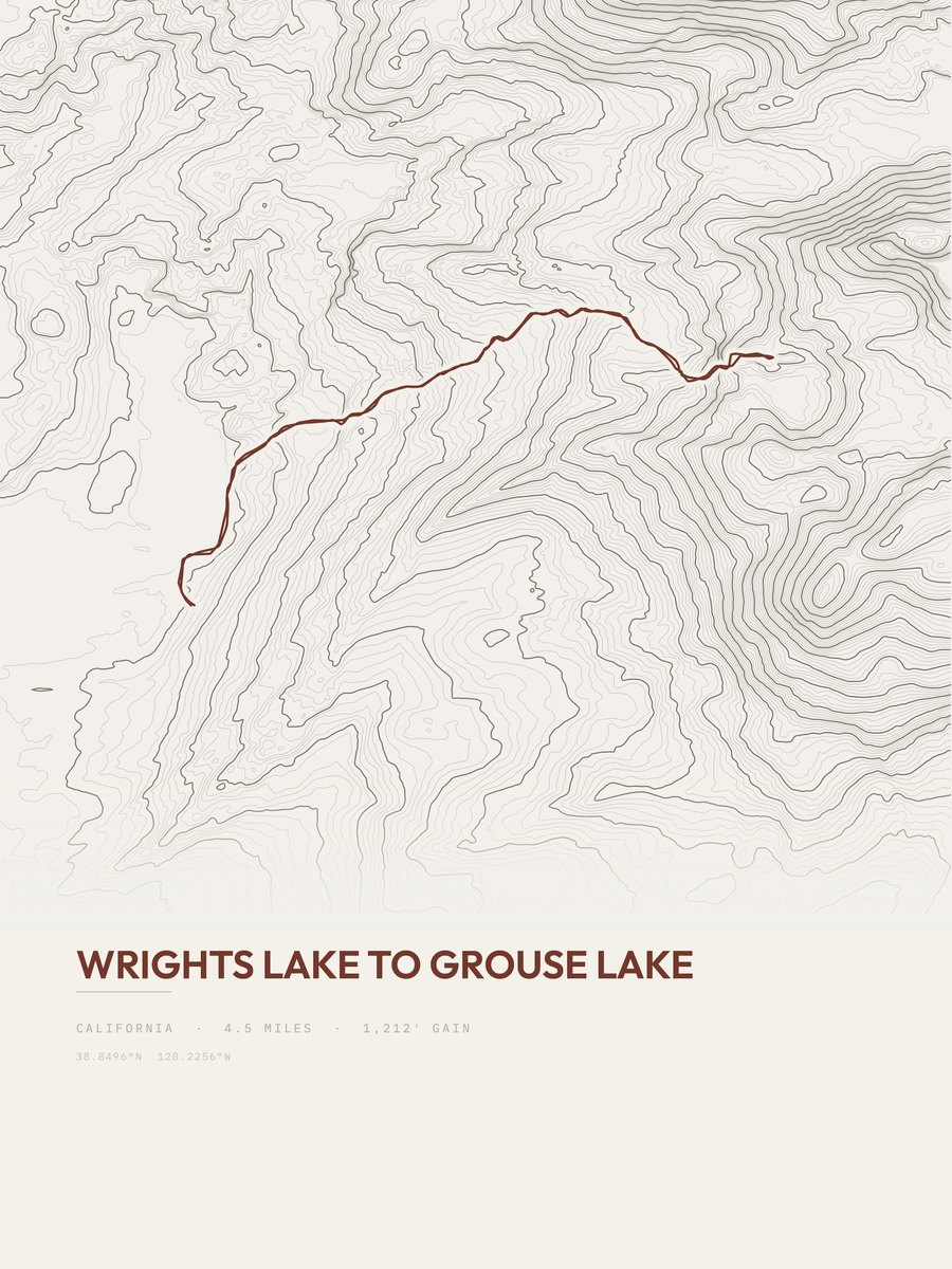 Wrights Lake to Grouse Lake Topographic print