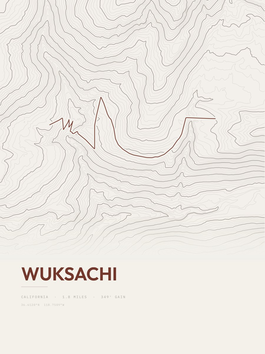 Wuksachi topographic trail print