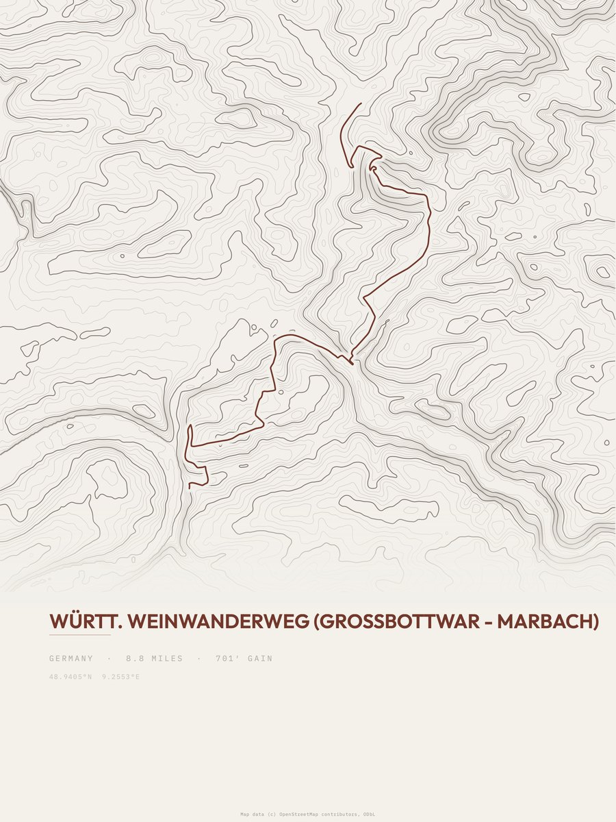 Württ. Weinwanderweg Topographic print