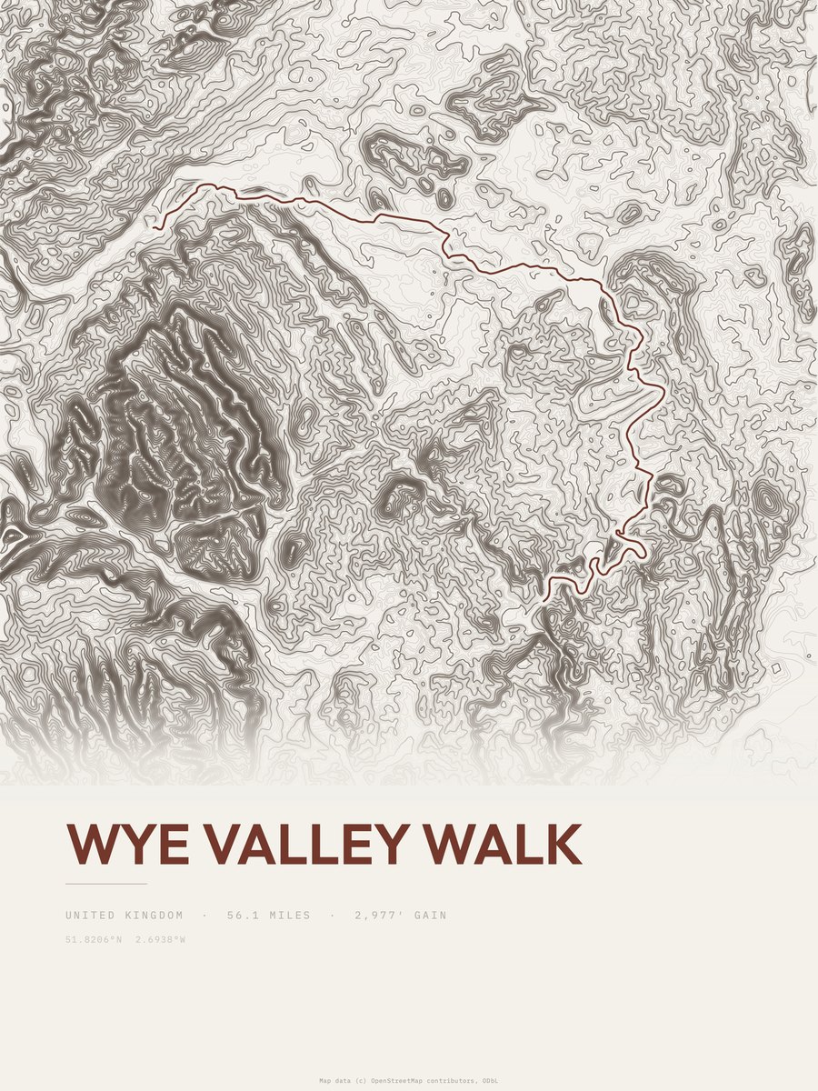 Wye Valley Walk Topographic print