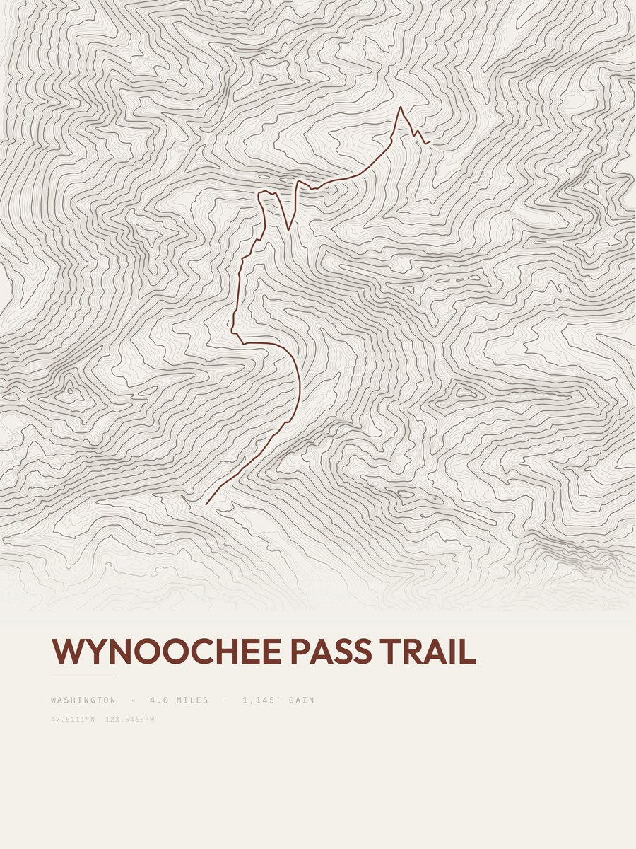 Wynoochee Pass Trail Topographic print
