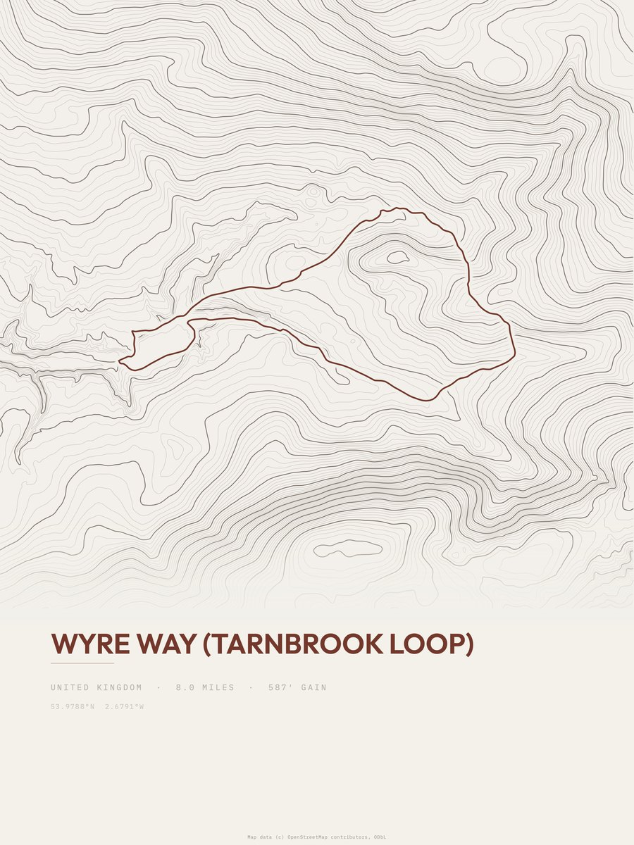 Wyre Way (Tarnbrook Loop) Topographic print