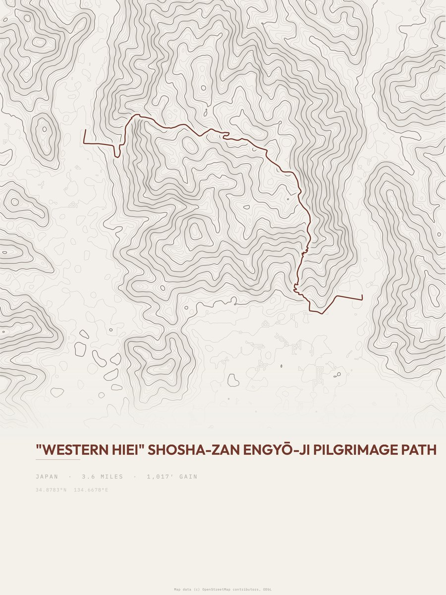 Shosha-zan Engyō-ji topographic trail print