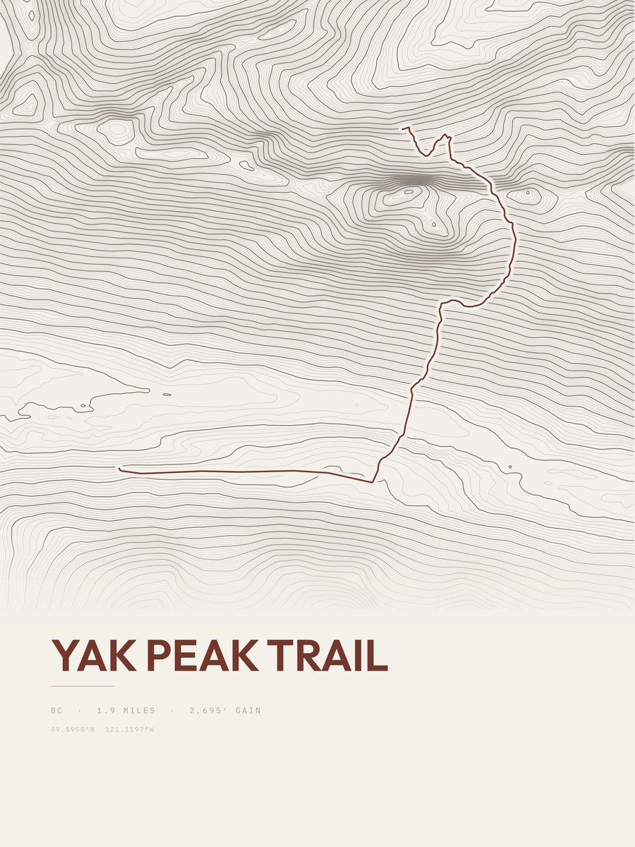 Yak Peak Trail topographic trail print