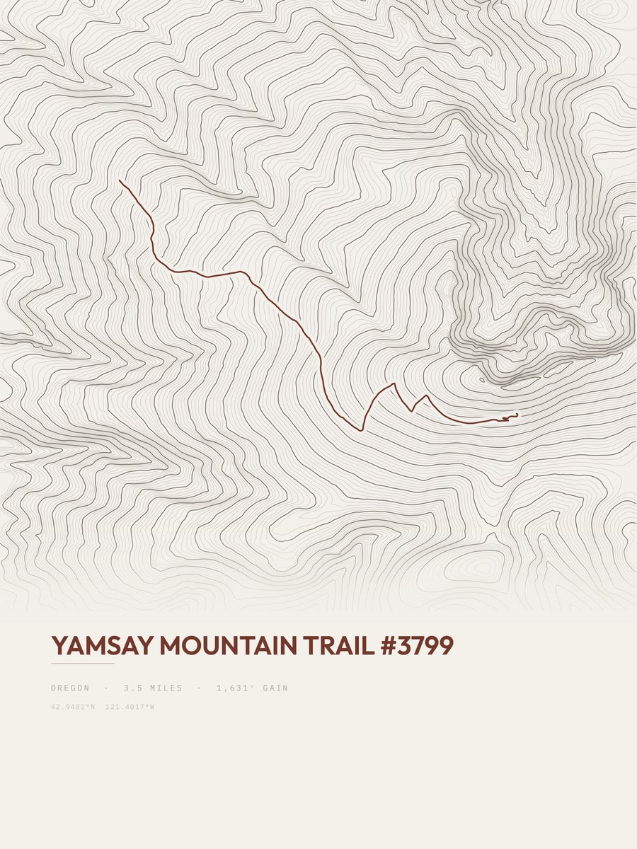 Yamsay Mountain Trail Topographic print