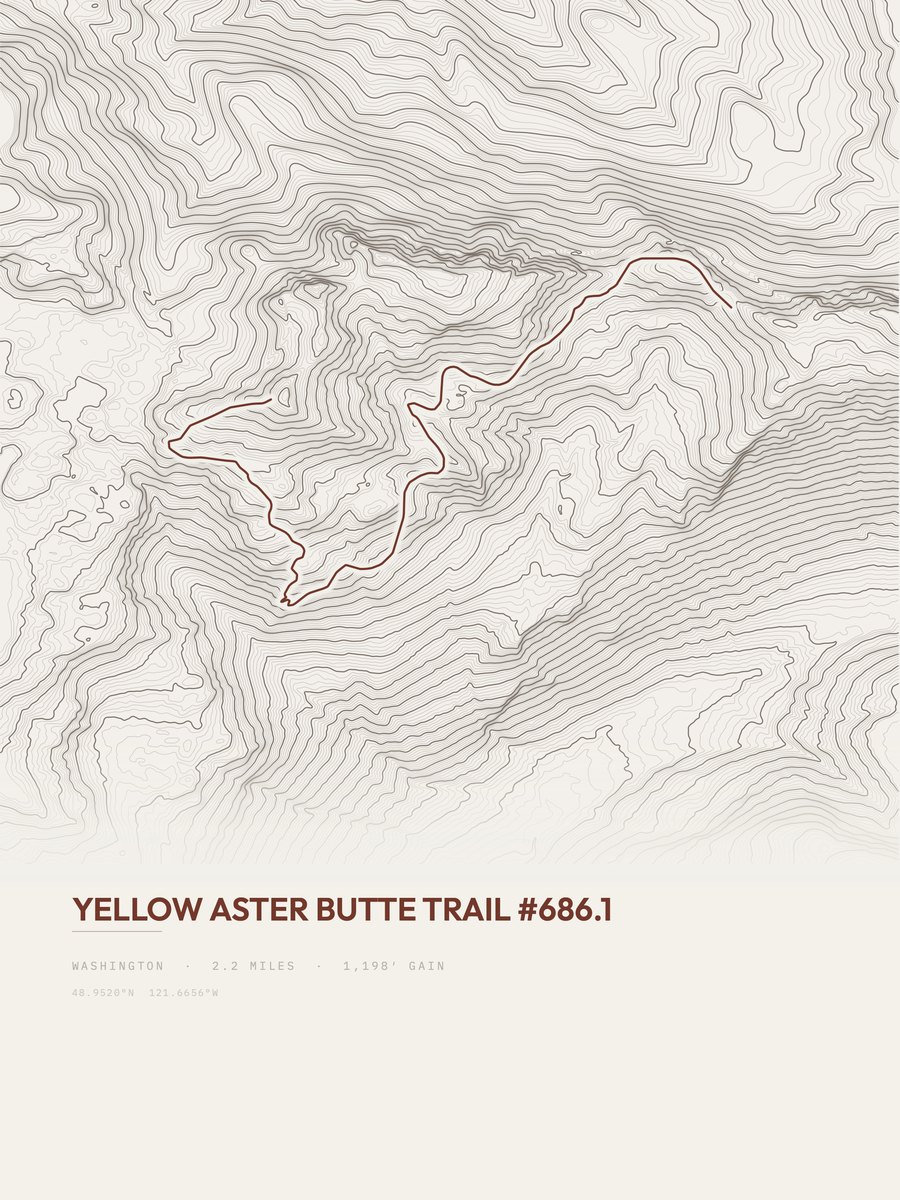 Yellow Aster Butte Trail topographic trail print