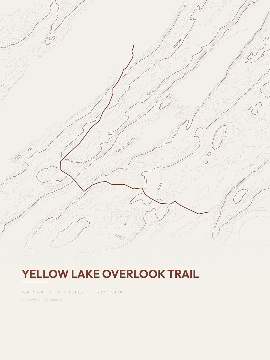 Yellow Lake Overlook Trail topographic trail print
