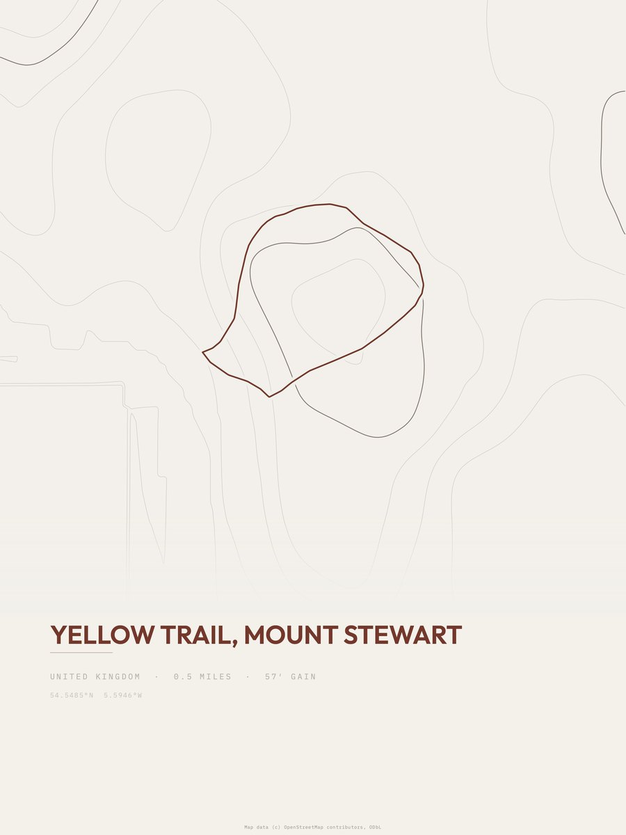 Yellow Trail topographic trail print