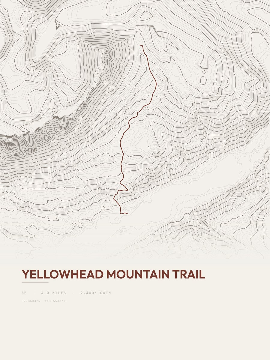 Yellowhead Mountain Trail Topographic print