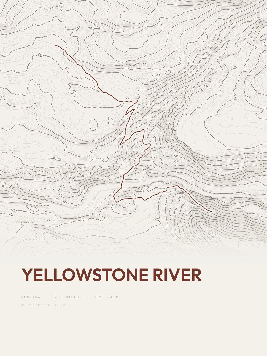 Yellowstone River Topographic print
