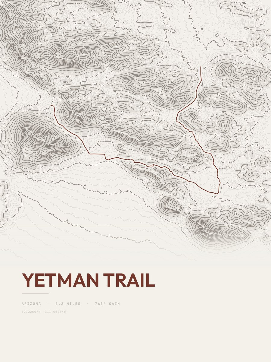 Yetman Trail topographic trail print
