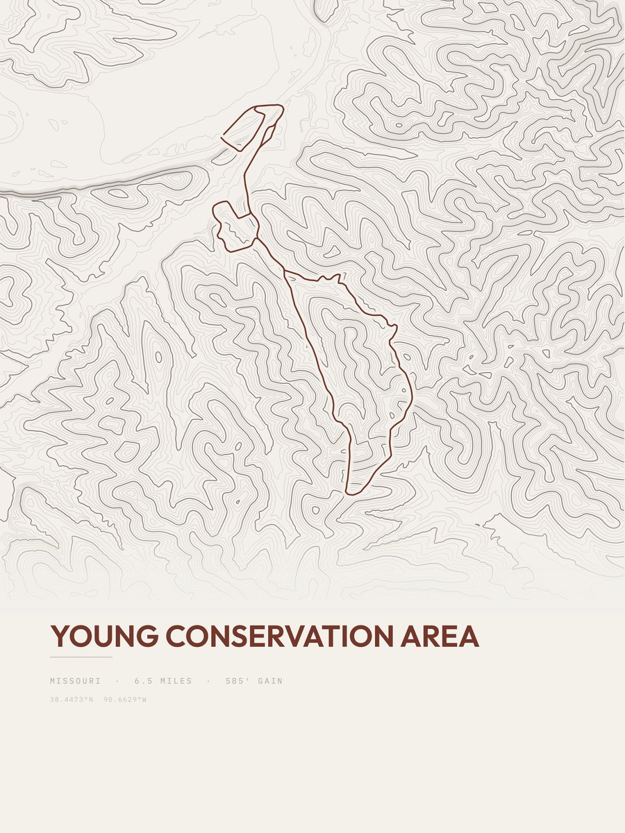 Young Conservation Area topographic trail print