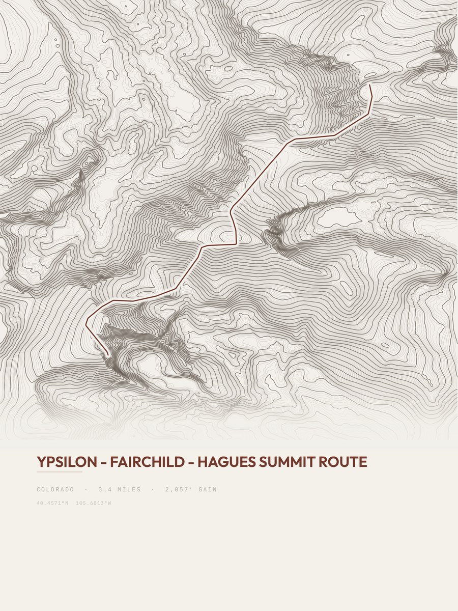 Ypsilon to Hagues Topographic print