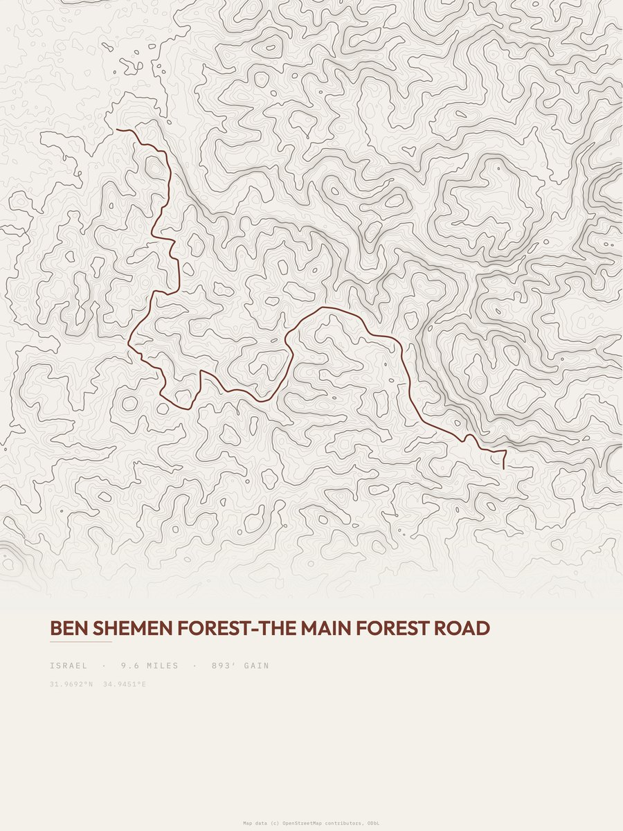 Ben Shemen Forest topographic trail print
