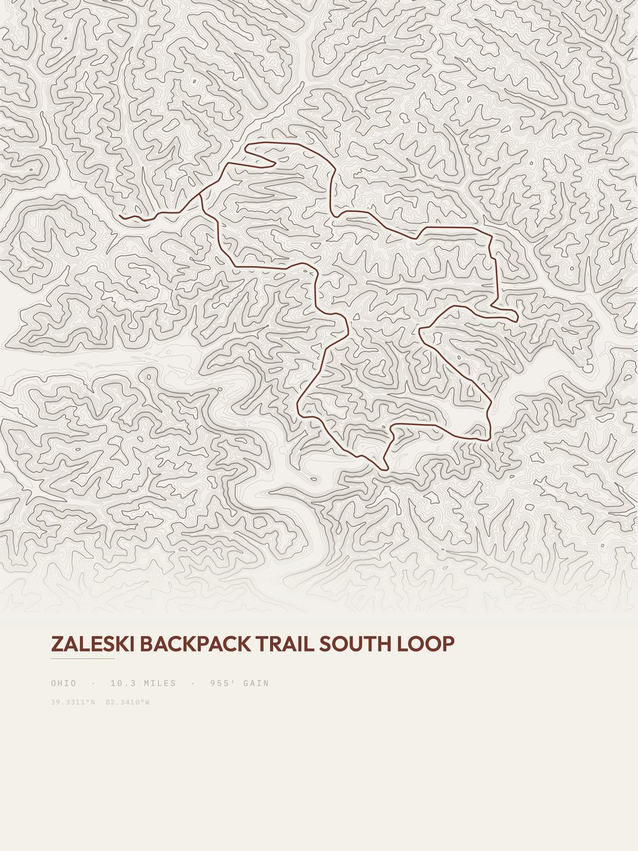 Zaleski Backpack Trail Topographic print