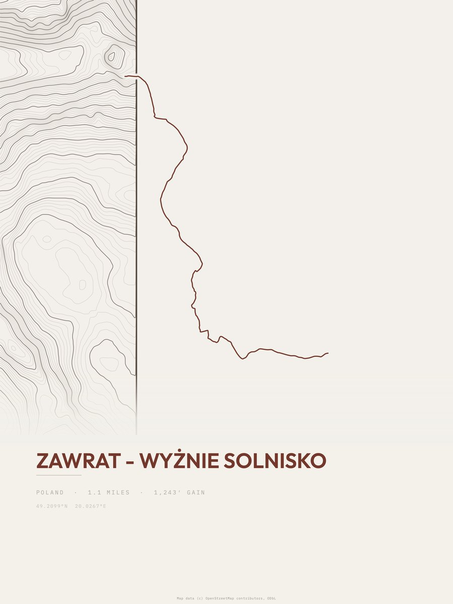 Zawrat - Wyżnie Solnisko Topographic print