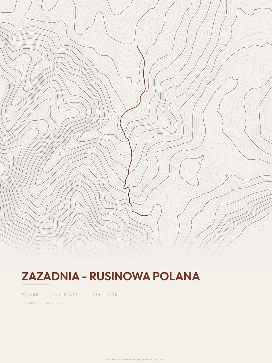 Zazadnia - Rusinowa Polana Topographic print