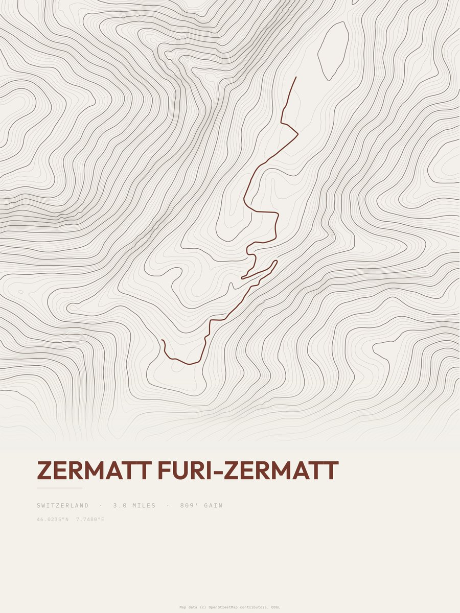 Zermatt Furi-Zermatt Topographic print