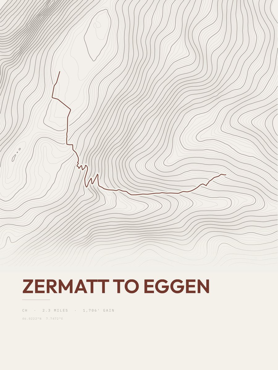 Zermatt to Eggen Topographic print