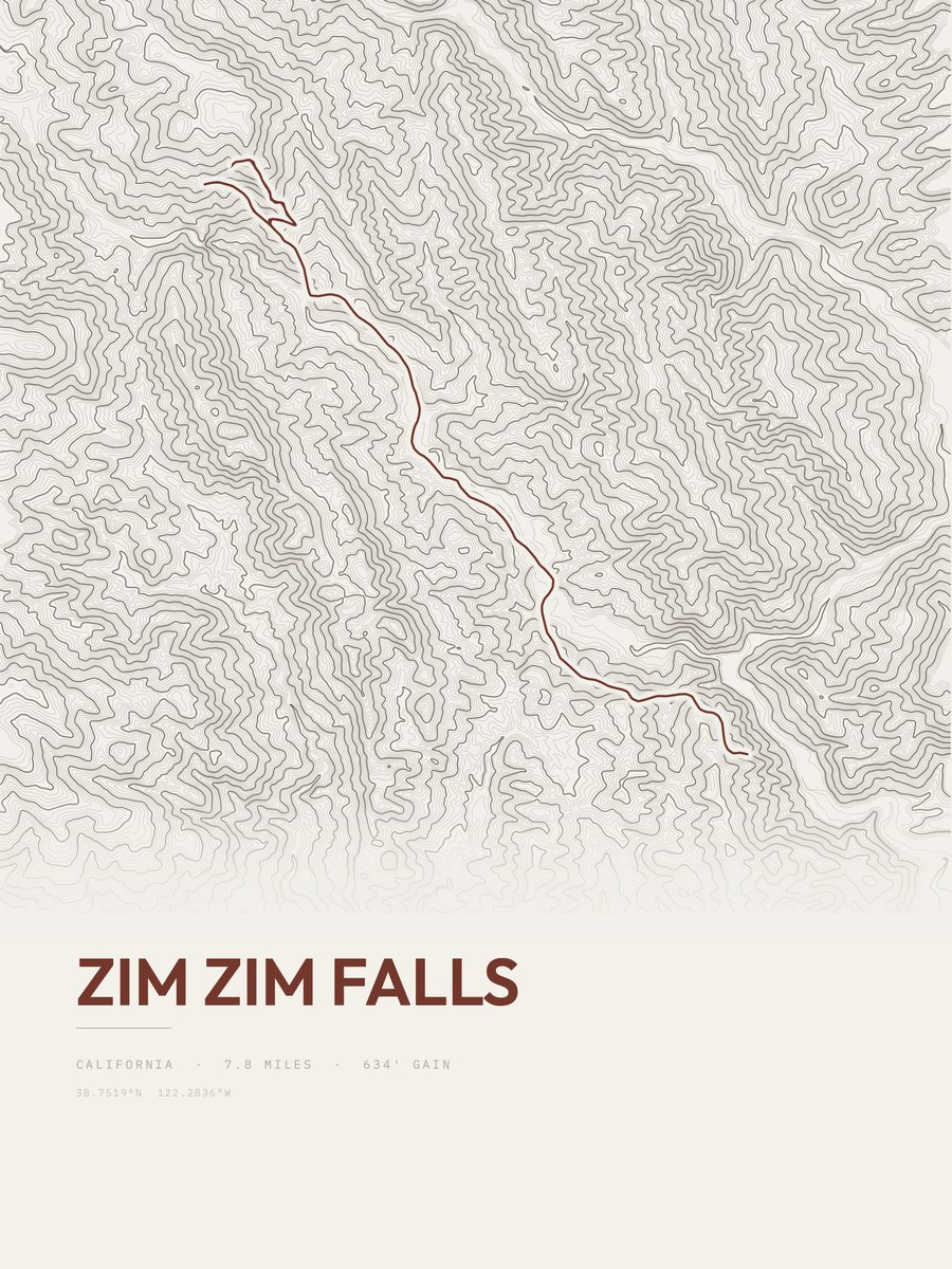 Zim Zim Falls Topographic print
