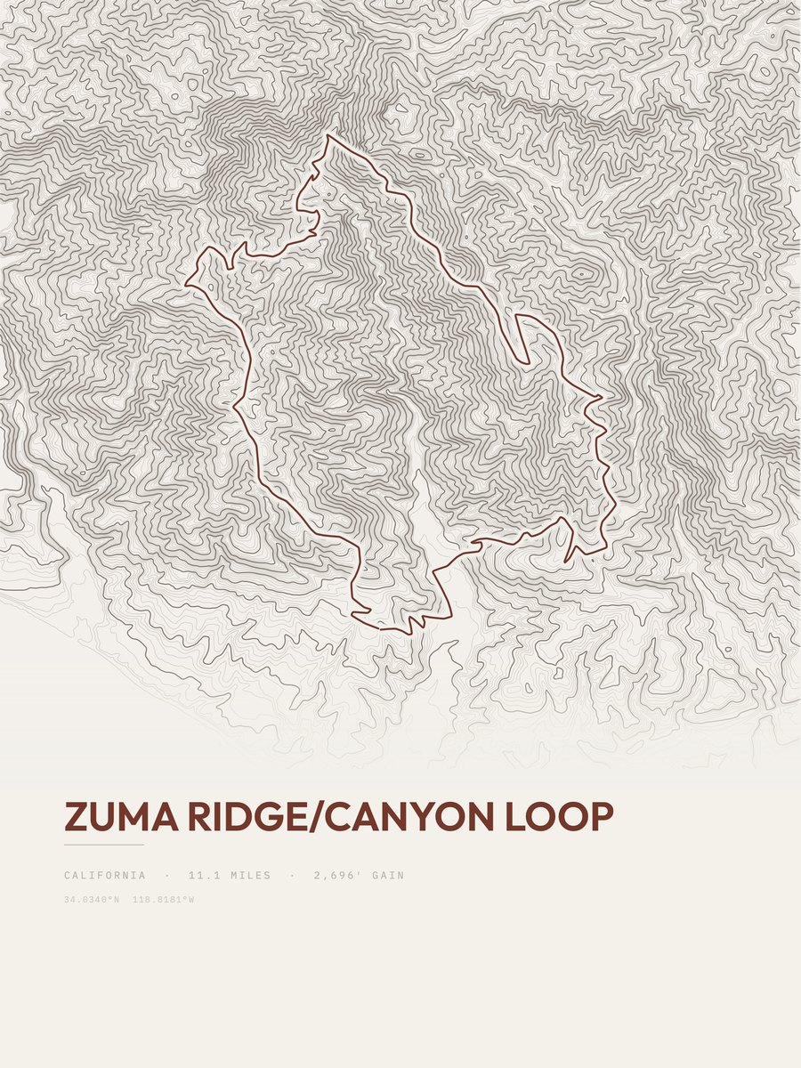 Zuma Ridge / Canyon Loop Topographic print