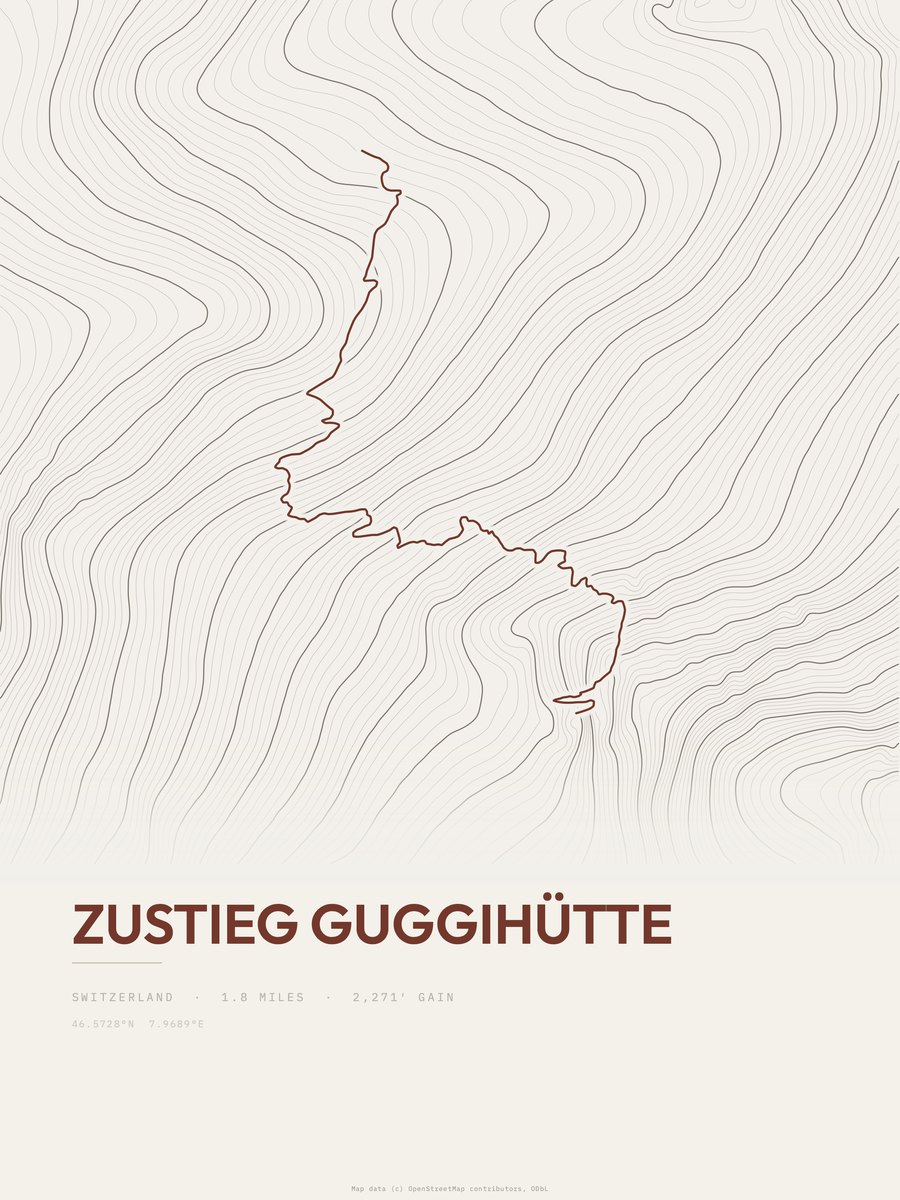 Zustieg Guggihütte Topographic print