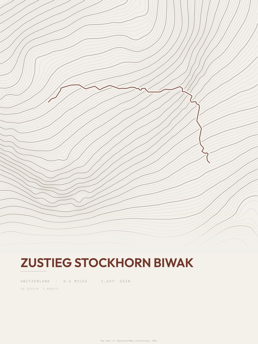 Zustieg Stockhorn Biwak Topographic print